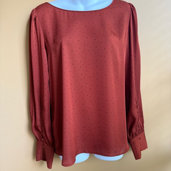 Express Rust Blouse with Polka Dots Size Medium - Picture 1 of 10